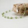 Peridot rosary chain bracelet with 3mm faceted beads and 925 silver, minimalist and adjustable