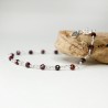 Bracelet chaine rosaire rhodolite perles 3 mm facettées et argent 925 minimalistes et réglable
