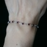 Rhodolite rosary chain bracelet with 3mm faceted beads and 925 silver, minimalist and adjustable