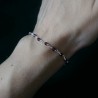 Rhodolit-Rosenkranz-Armband mit 3 mm großen facettierten Perlen und 925er Silber, minimalistisch und verstellbar