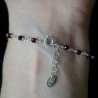 Rhodolite rosary chain bracelet with 3mm faceted beads and 925 silver, minimalist and adjustable
