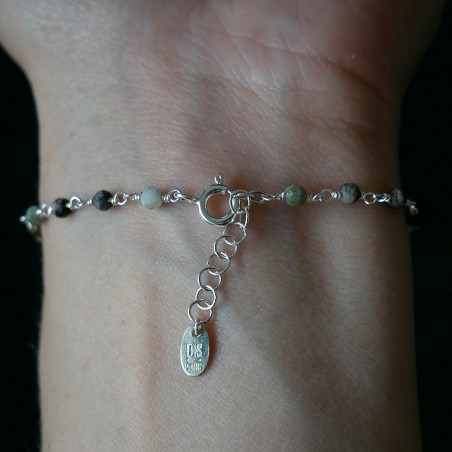 Turmalin-Rosenkranz-Armband mit 3 mm großen facettierten Perlen und 925er Silber, minimalistisch und verstellbar