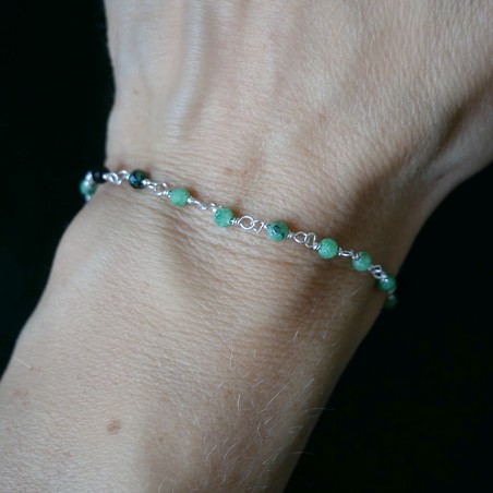 Zoisit-Rosenkranz-Armband mit 3 mm großen facettierten Perlen und 925er Silber, minimalistisch und verstellbar