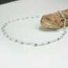 Minimalist Aquamarine Rosary Chain Necklace with 3mm Faceted Beads