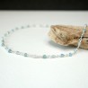 Minimalistische Aquamarin-Rosenkranzkette mit 3 mm großen facettierten Perlen
