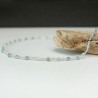 Collier chaine rosaire aigue marine perles 3 mm facettées minimalistes
