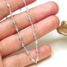 Minimalist Aquamarine Rosary Chain Necklace with 3mm Faceted Beads