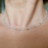 Collier chaine rosaire aigue marine perles 3 mm facettées minimalistes