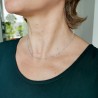 Collier chaine rosaire aigue marine perles 3 mm facettées minimalistes