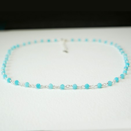 Rosenkranzkette mit 3 mm facettierten Amazonitperlen und 925er Silber