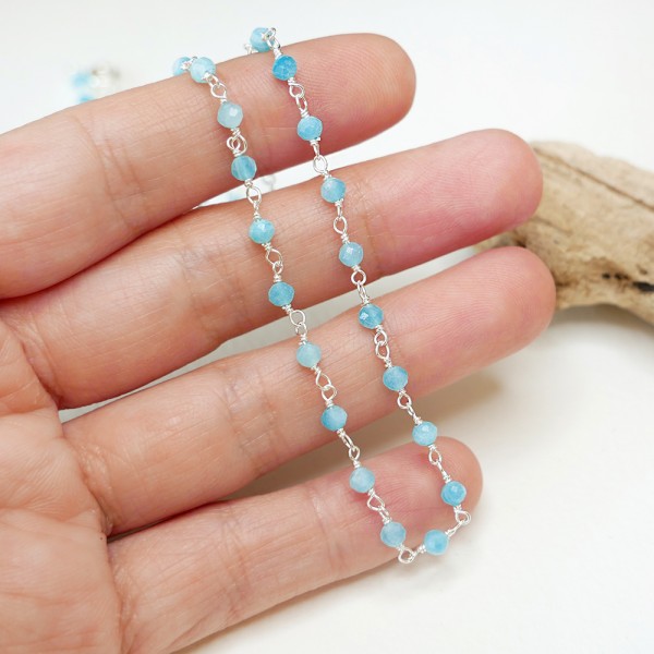 Rosenkranzkette mit 3 mm facettierten Amazonitperlen und 925er Silber