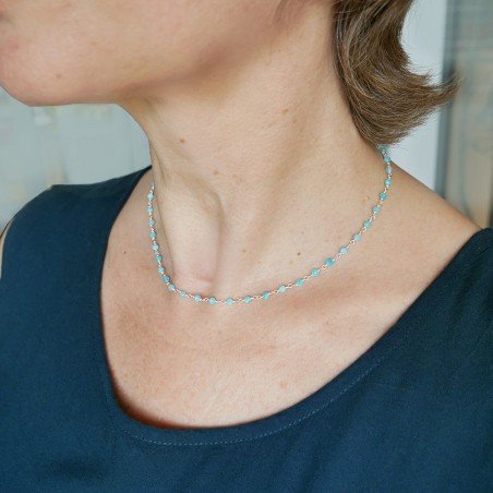 Rosenkranzkette mit 3 mm facettierten Amazonitperlen und 925er Silber