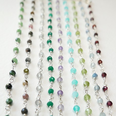 Rosenkranzkette mit 3 mm facettierten Jadeperlen und 925er Silber