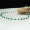 Rosary chain necklace with 3 mm faceted jade beads and 925 silver H...