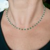 Collier chaine rosaire perles jade 3 mm facettées et argent 925 Acc...