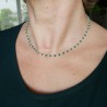 Collier chaine rosaire perles jade 3 mm facettées et argent 925