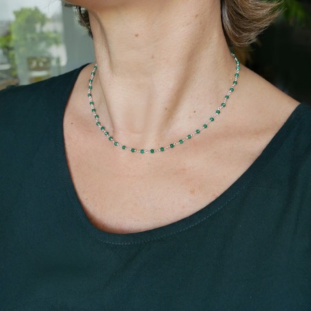 Rosenkranzkette mit 3 mm facettierten Jadeperlen und 925er Silber