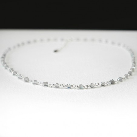 Rosenkranzkette mit 3 mm facettierten Labradoritperlen und 925er Silber