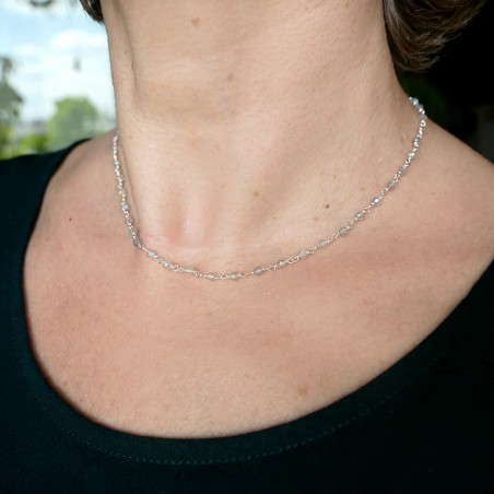 Rosenkranzkette mit 3 mm facettierten Labradoritperlen und 925er Silber