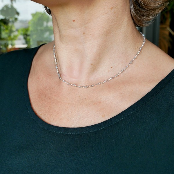 Rosary chain necklace with 3 mm faceted labradorite beads and 925 silver