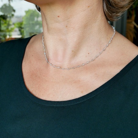 Rosary chain necklace with 3 mm faceted labradorite beads and 925 silver