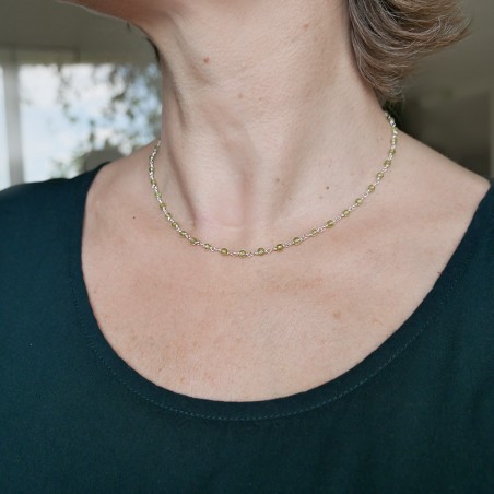 Rosenkranzkette mit 3 mm facettierten Peridotperlen und 925er Silber