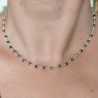 Collier chaine rosaire perles zoïsite 3 mm facettées et argent 925