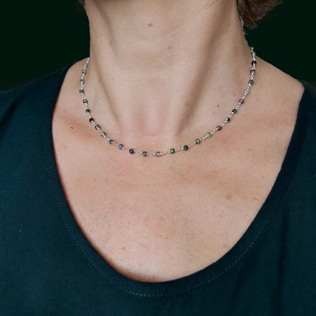 Rosenkranzkette mit 3 mm facettierten Zoisitperlen und 925er Silber