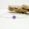 Verstellbares und minimalistisches Armband aus echtem Amethyst aus massivem 925er Silber