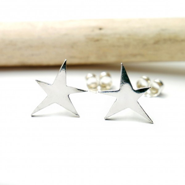 Sterling silver star stud earrings