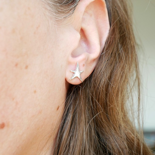 Sterling silver star stud earrings