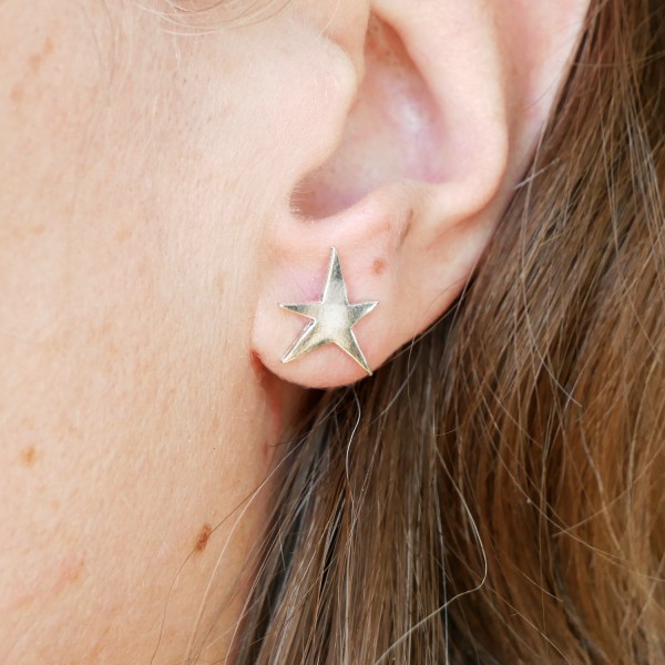 Sterling silver star stud earrings