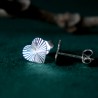 Grande boucles d'oreilles puces cœurs scintillant en argent 925 strié recyclé fines pour femme