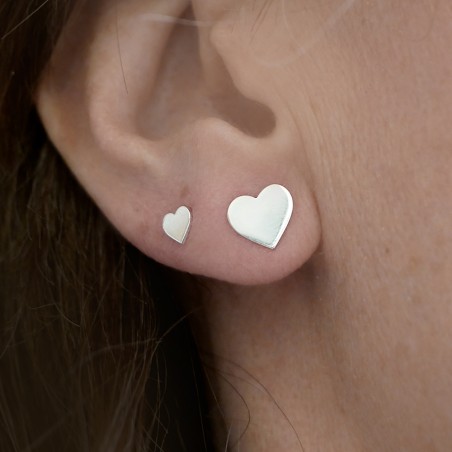 Large Heart Stud Earrings in Recycled Sterling Silver