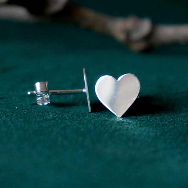 Large Heart Stud Earrings in Recycled Sterling Silver