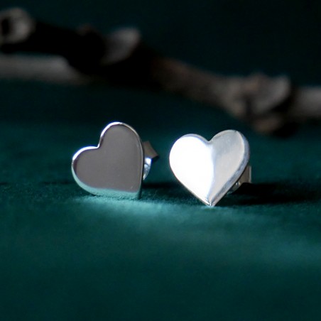 Large Heart Stud Earrings in Recycled Sterling Silver