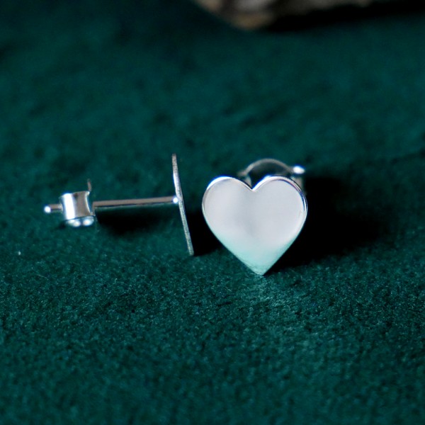 Large Heart Stud Earrings in Recycled Sterling Silver