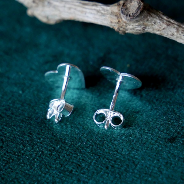 Large Heart Stud Earrings in Recycled Sterling Silver