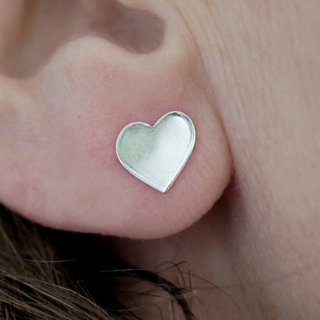 Grandes boucles d'oreilles puces cœurs en argent 925