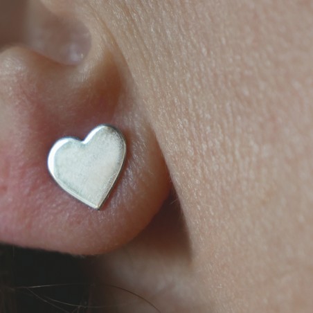 Large Heart Stud Earrings in Recycled Sterling Silver