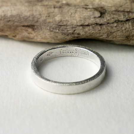 Recycled 925 silver sandblasted ring for women and men Minimalist s...