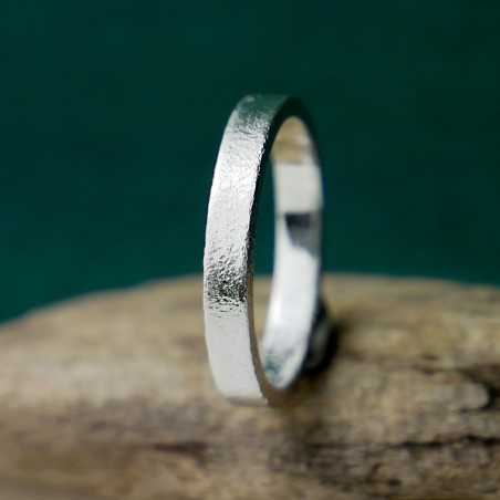 Recycled 925 silver sandblasted ring for women and men Minimalist s...