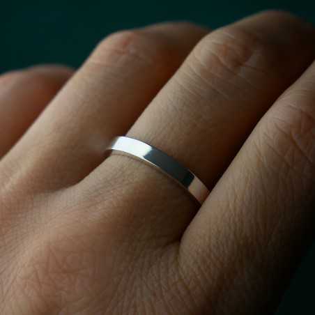 3 mm breiter, glänzender Ring aus recyceltem 925er Silber für Damen und Herren