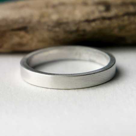 Bague 3 mm brossée en argent 925 recyclé pour femme et pour homme