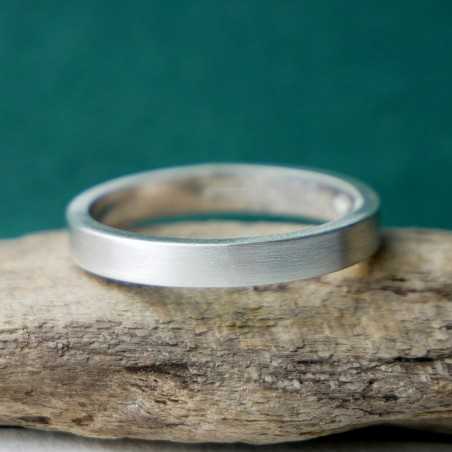 Bague 3 mm brossée en argent 925 recyclé pour femme et pour homme