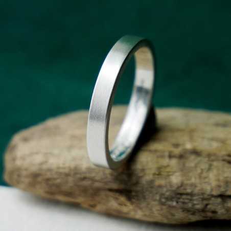 3 mm breiter, gebürsteter Ring aus recyceltem 925er Silber für Damen und Herren