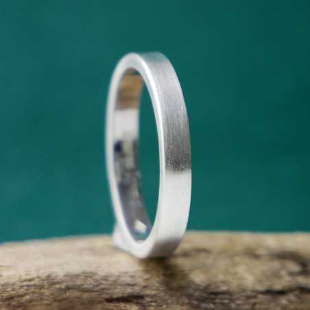 Bague 3 mm brossée en argent 925 recyclé pour femme et pour homme