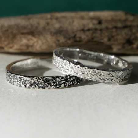 3 mm schmaler Ring aus recyceltem 925er Sterlingsilber mit Vintage-Patina für Damen und Herren.