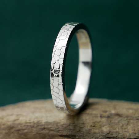 Bague empilable sablée en argent 925 recyclé pour femme et pour hom...