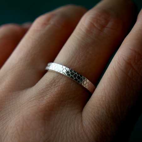 Bague 3 mm Ecailles en argent 925 recyclé pour femme et pour homme